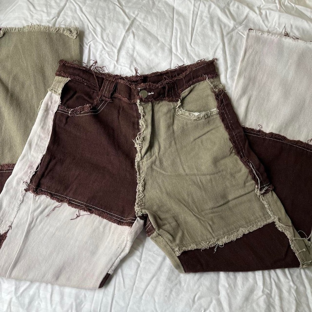 Brown patchwork pants